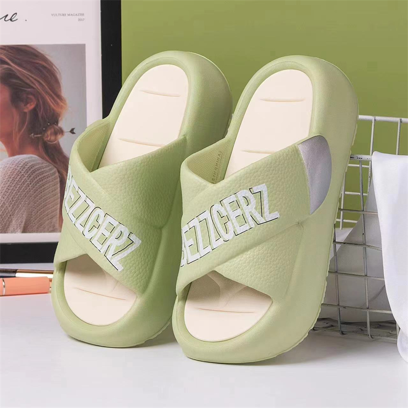 Fashion Slipper with Two-Tone Thick Platform Cross Strap