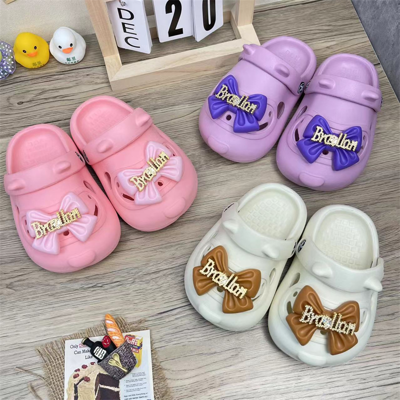 Bow Cartoon Kids Toe Protection Toddler Garden Shoes