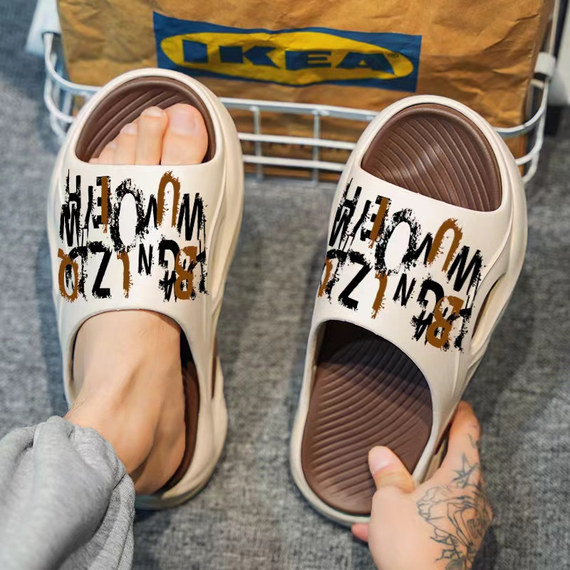 Men Summer Doule Color Slide Slipper with Custom Printing